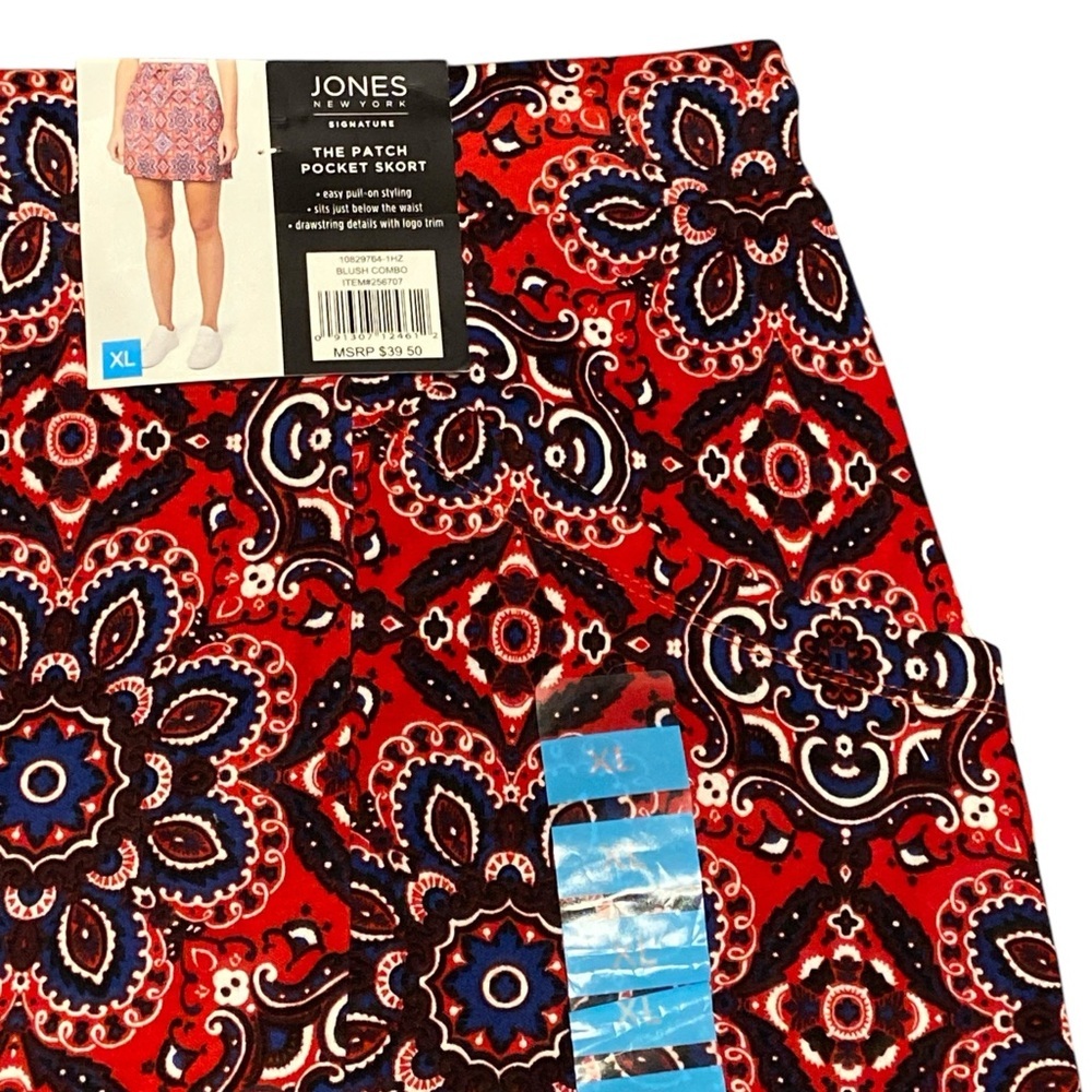 Jones New York Red and Blue A-Line Mini Skirt Casual - Picture 3 of 8